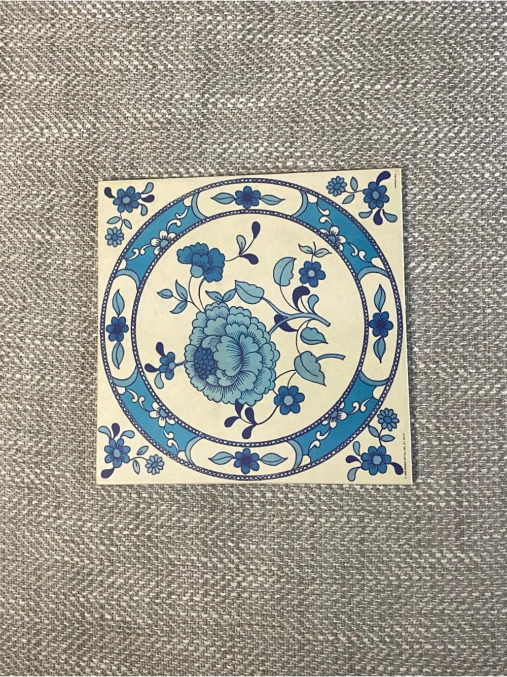 Vintage 1970s Litho In USA Donald Art Co Decor For Wall (1979) Blue & Cream